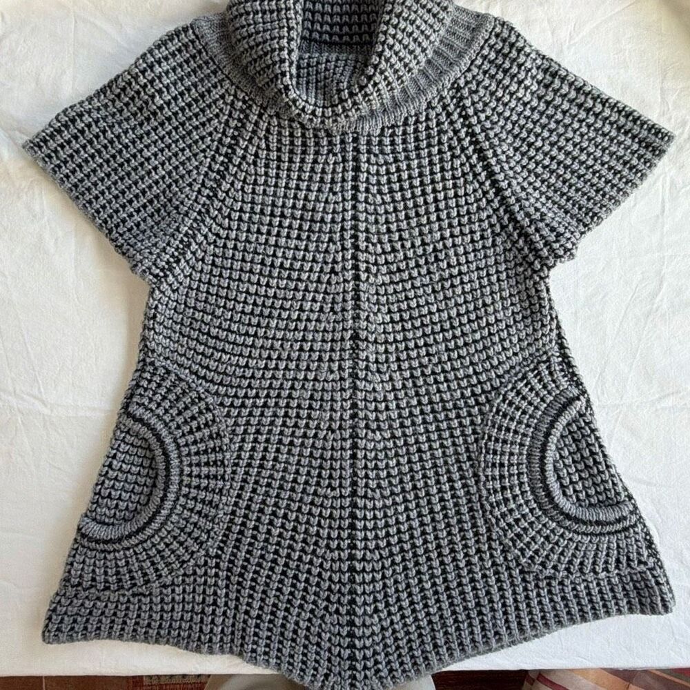 Joseph Ribkoff Chucky Knit Tunic Sweater Dress Small Cowl Neck Circle Pockets